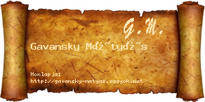 Gavansky Mátyás névjegykártya